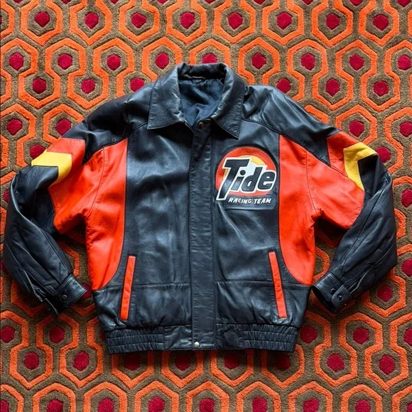 MAKE OFFER! Tide Racing Team Leather Jacket Men's Small/Med coat - Picture 2 of 11